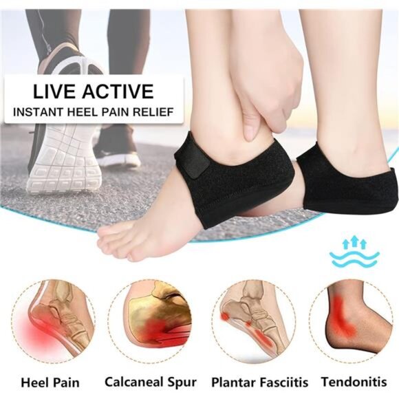 Heel Protectors, Heel Cups, Gel Heel Cushion Support for Plantar Fasciitis - Picture 2 of 7
